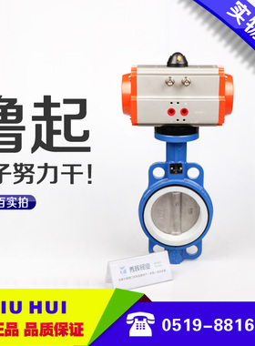D671FP-16AT气动蝶阀衬四氟蝶阀304不锈钢板对夹蝶阀DN40-DN300