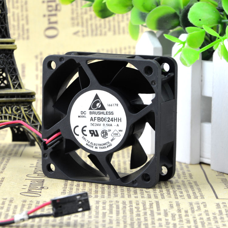 台达 AFB0624HH 6025 24V 0.14A 双滚珠 变频器散热 风扇 2线