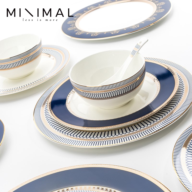 创意个性骨瓷家用碗碟餐具套装陶瓷轻奢碗盘碟子组合汤碗饭碗盘子