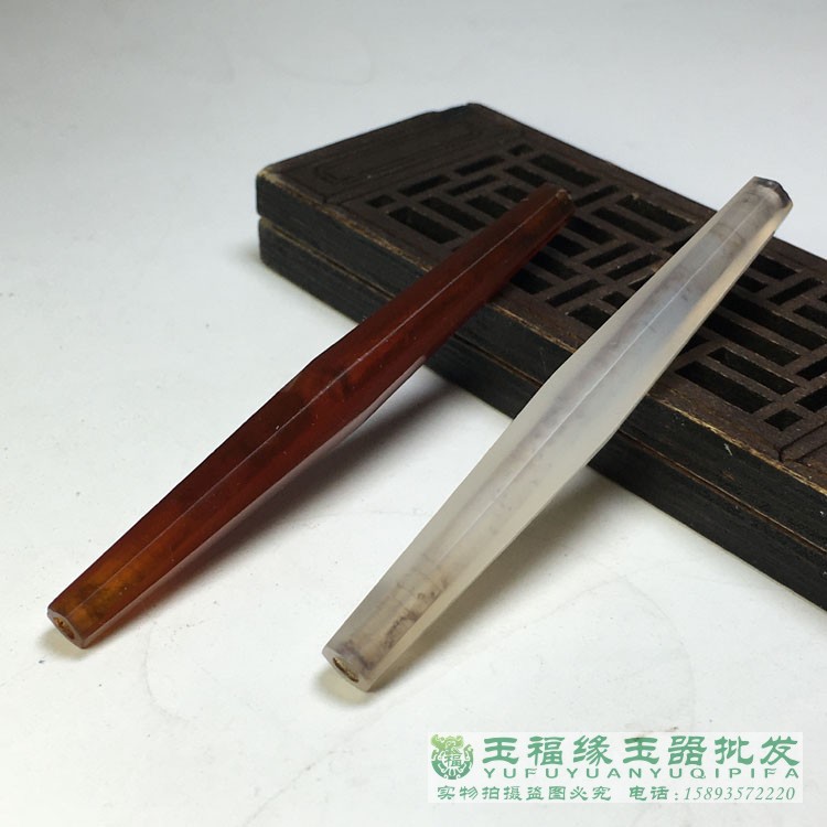 古玩杂项老珠子辽金老玛瑙大号长六棱管珠勒子项链竹节勒子老配饰