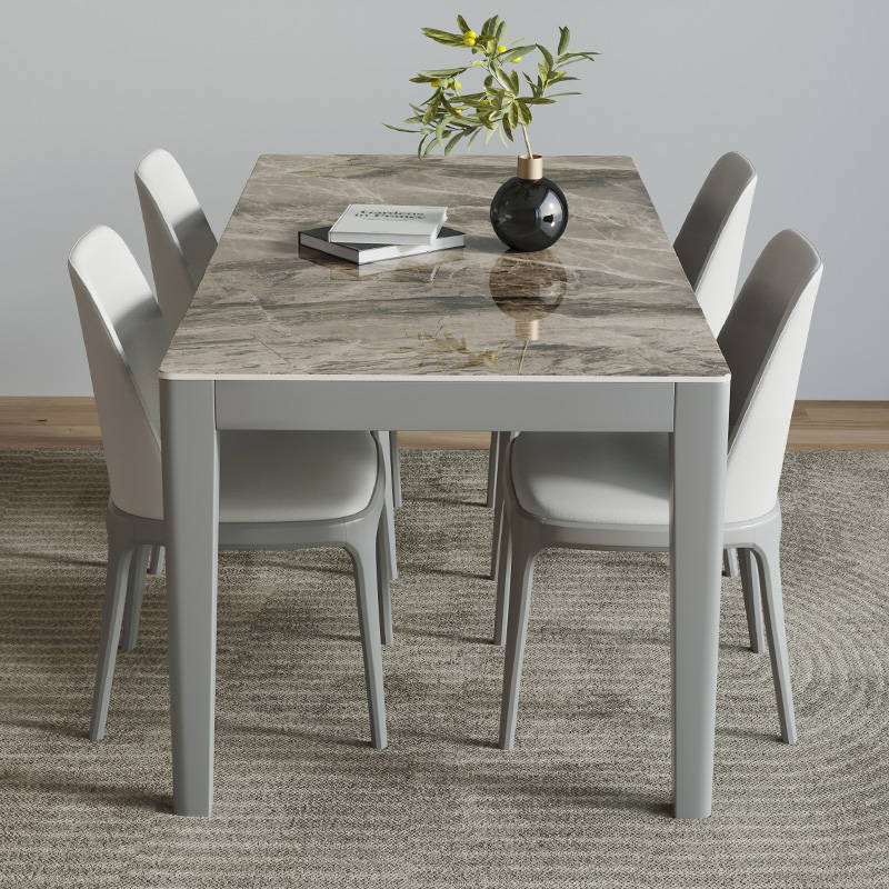 极简岩板餐桌长方形式饭户型轻奢餐桌椅组合家用亮光现代简约家居