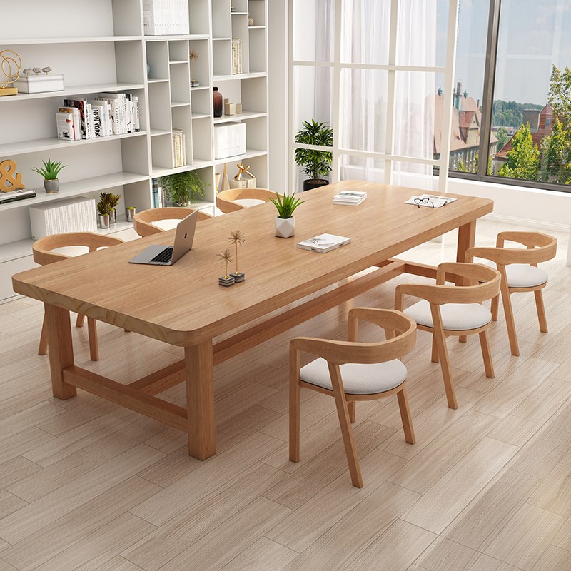 北欧全实木大书桌客厅双人阅读学习桌简约现代家用大长桌子工作台