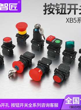 XB5按钮开关启动停止塑料按压式急停自锁复位旋钮蘑菇头点动电源