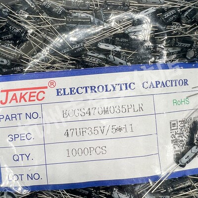 JAKEC原装铝电解电容器35V47UF 35V 47UF 体积6*7 5*11MM 整包1千