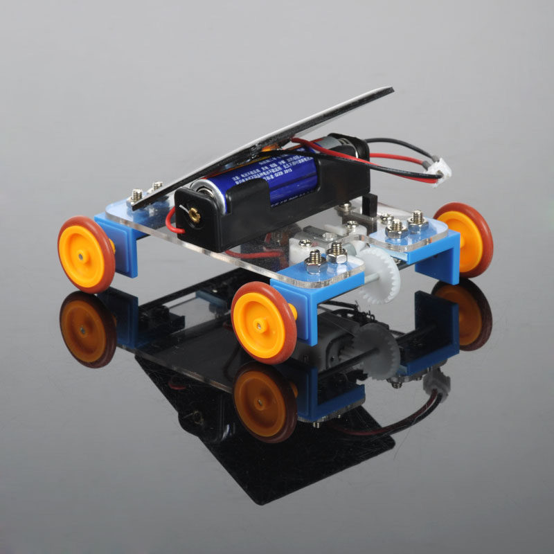 黄色轮子太阳能小车 10号 diy拼 装太阳能 科技 手工制作 套件