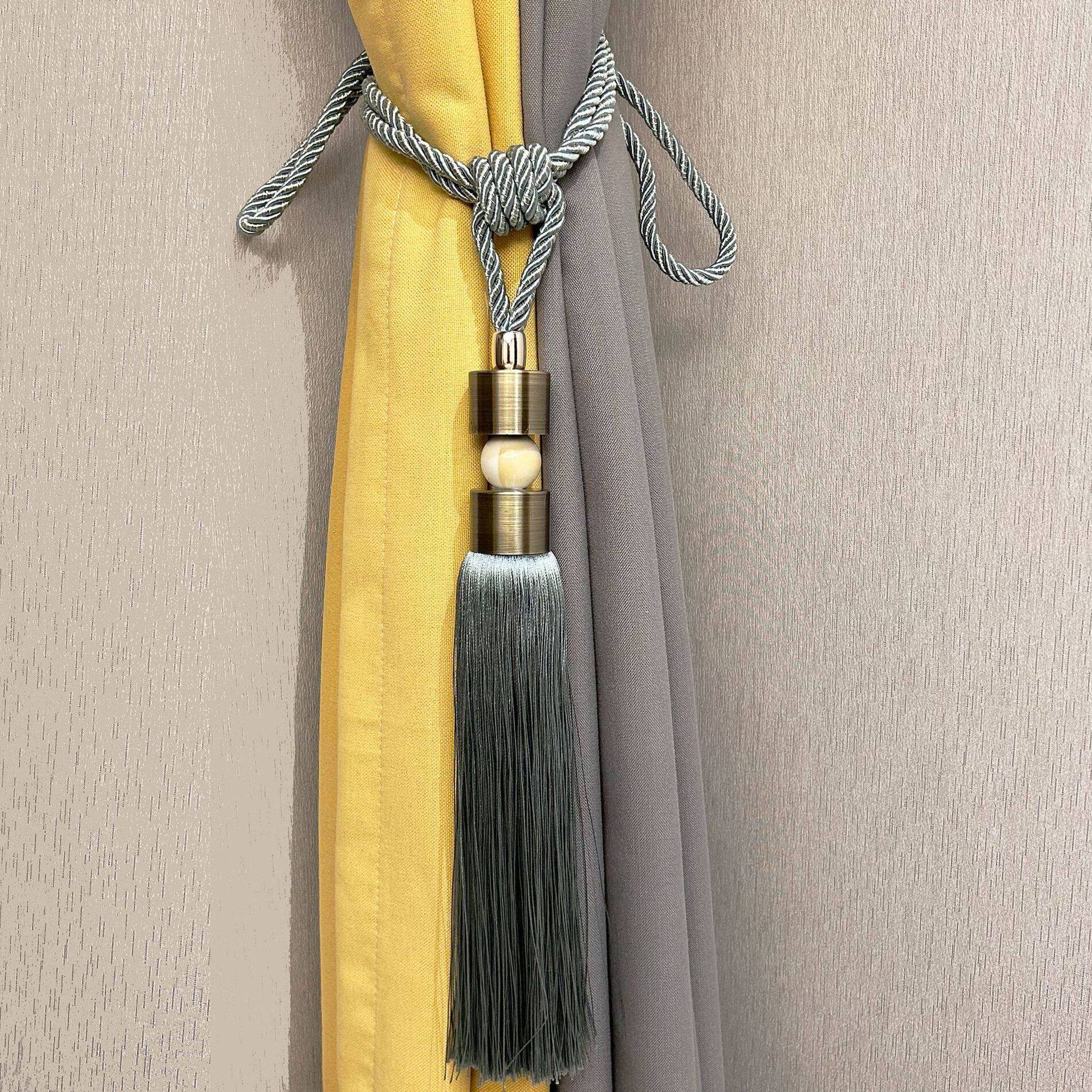 customized现简约新中式窗帘绑带绑绳挂球装饰扎束带 流苏吊穗