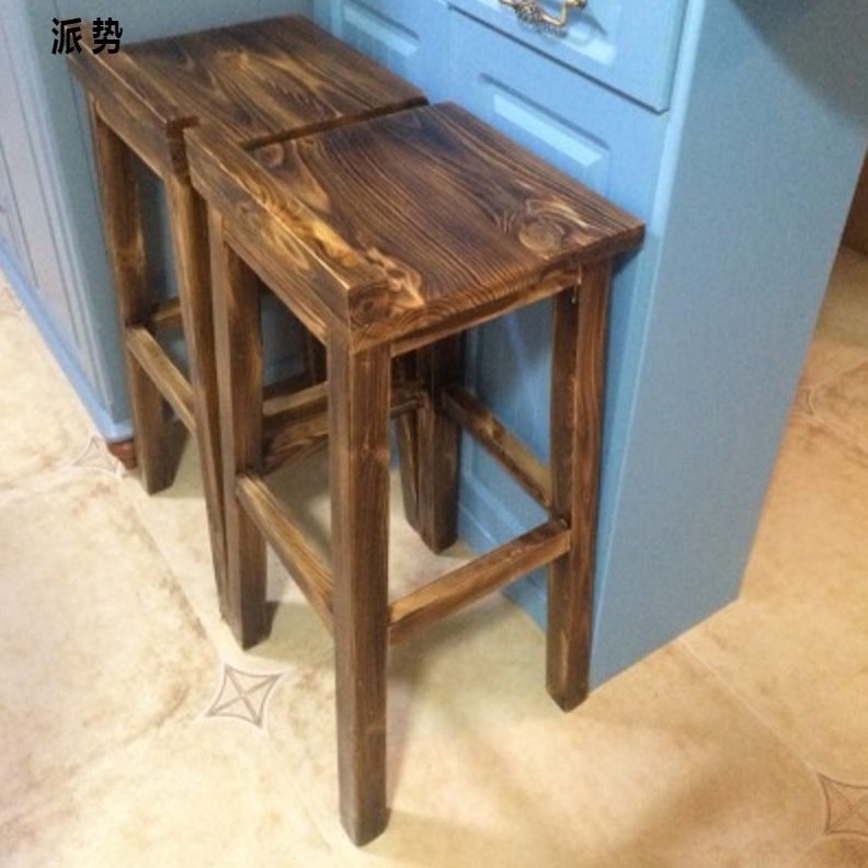 直销#实木吧台椅吧凳吧凳实木靠背椅子脚凳吧台凳新古典巴台凳