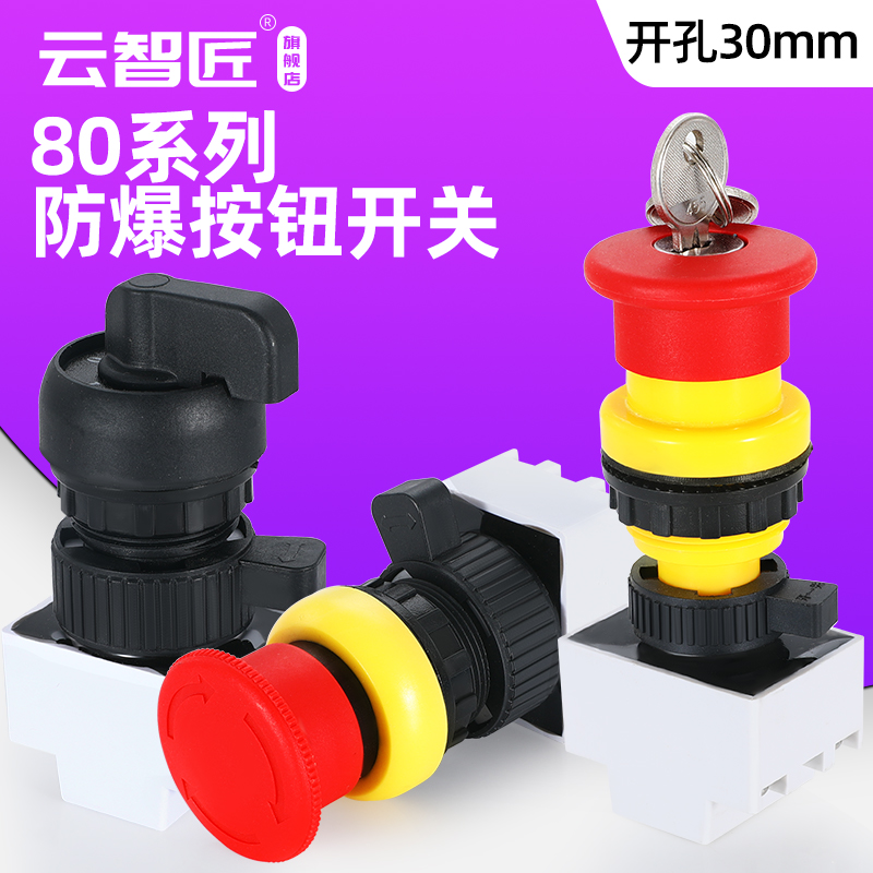 防爆开关ba8030防爆防腐旋钮转换开关两档三档急停自锁孔径30mmYH