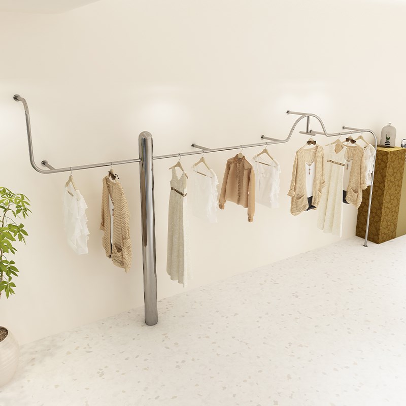 服装店展示架陈列架不锈钢上墙挂衣架女装店专用货架定制壁挂架