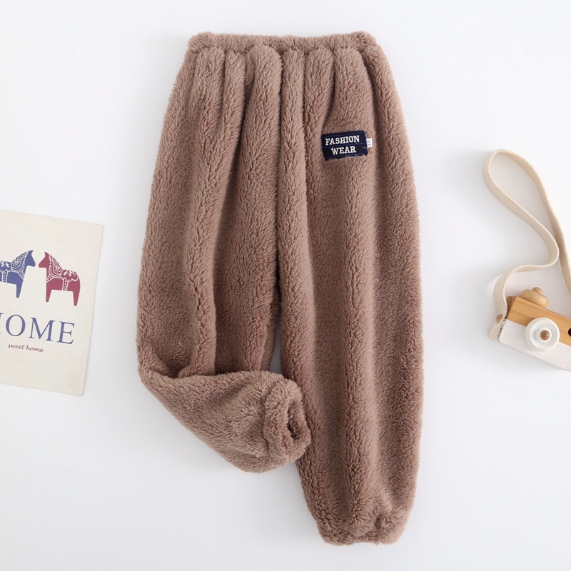 秋冬儿童暖暖裤加绒加厚男童女童法兰绒宝宝珊瑚绒保暖睡裤家居裤