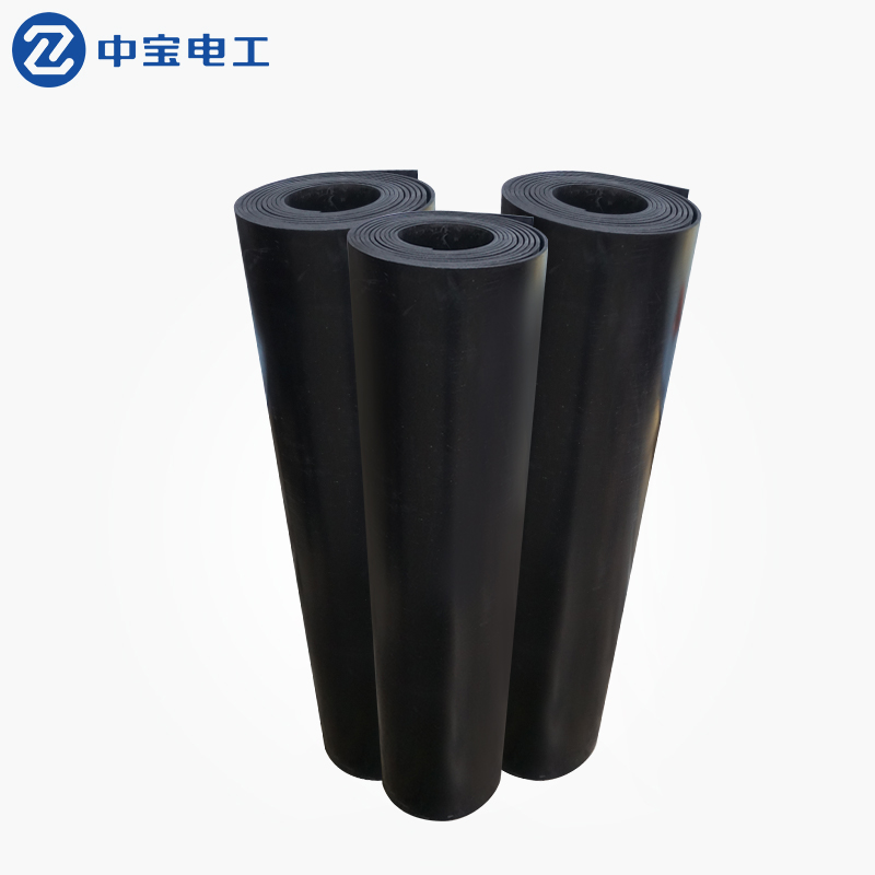 中宝电工 35KV绝缘橡胶垫  橡胶板 绝缘地垫 黑色12mm厚 1*5米1卷