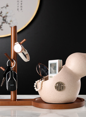 新中式进门玄关钥匙鞋柜收纳葫芦摆件轻奢客厅桌面陶瓷家居装饰品