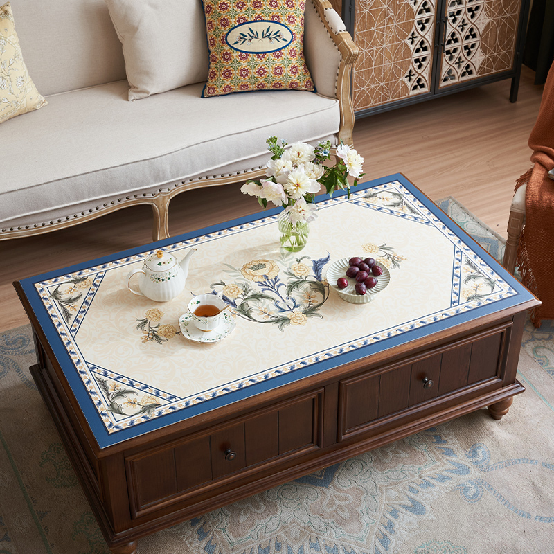 复古茶几桌布防水防油皮革桌垫高级感免洗防烫餐桌台布轻奢桌面垫