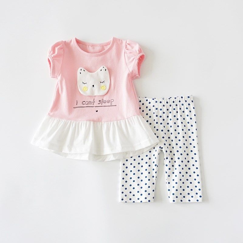 女童宝宝夏装短袖公主裙两件套装婴儿童夏季衣服可爱1岁2外穿薄款