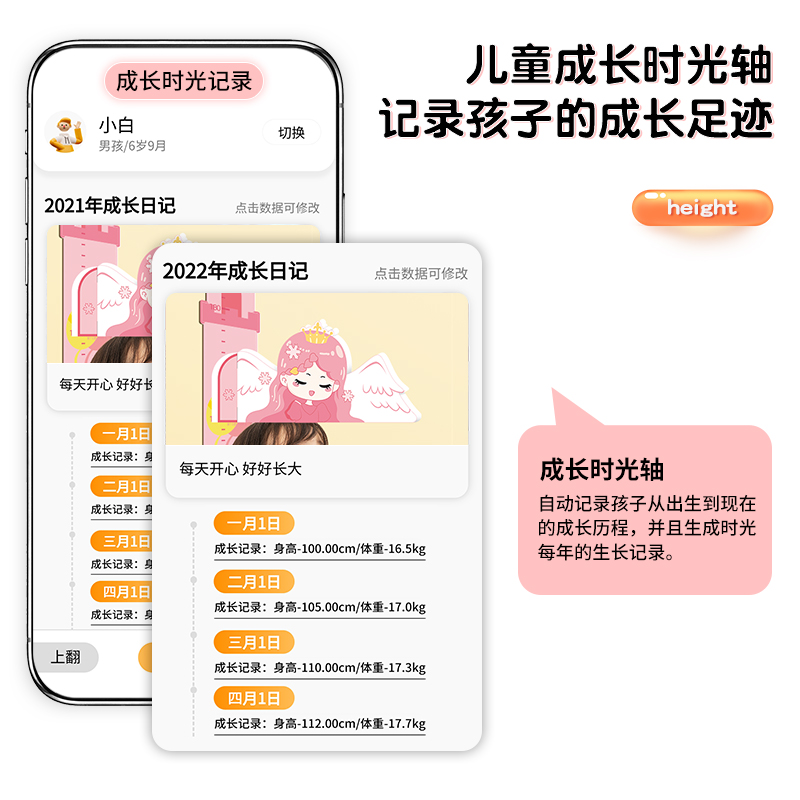 儿童测量身高墙贴身高贴家用可移除不伤墙可记录墙纸宝宝身高贴纸