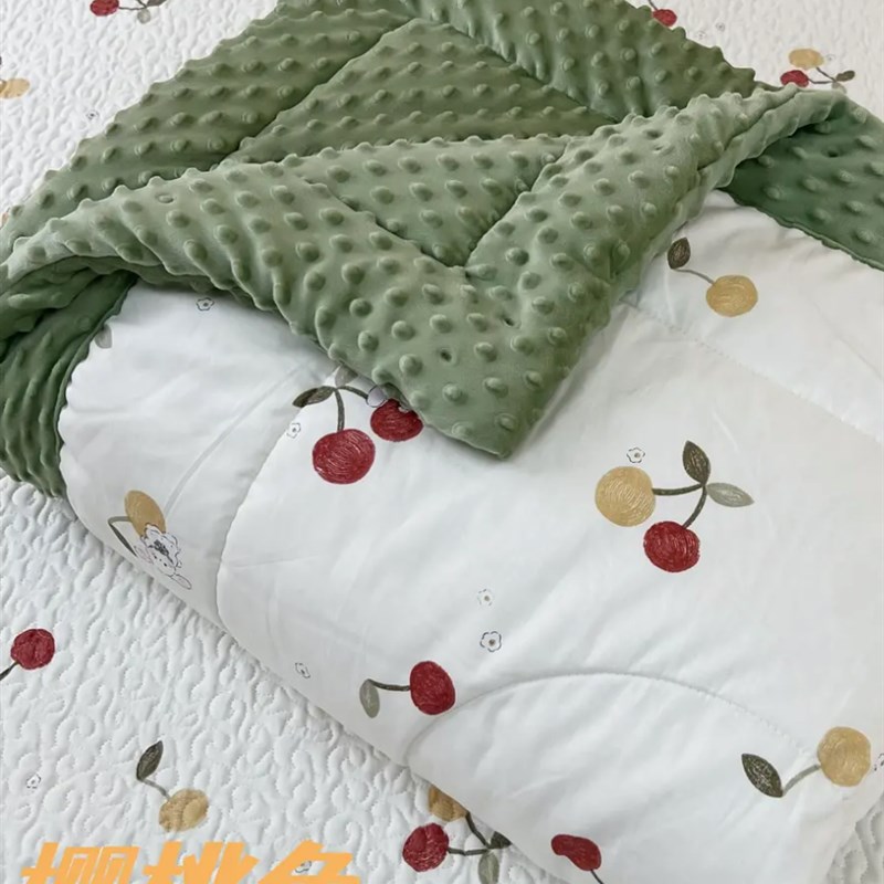 正面纯棉反面宝宝绒压出3D立体豆豆被儿童空调被无需套被罩春秋款