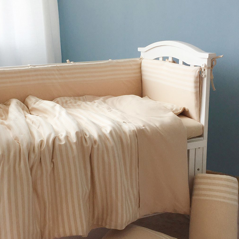 彩棉婴儿床品套件可拆洗婴儿纯棉床围挡布防撞幼儿园被子床上用品