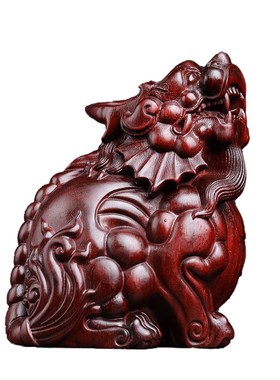 天然紫檀木檀神兽两角貔貅创意文玩手把件工艺品木雕实木桌面摆件