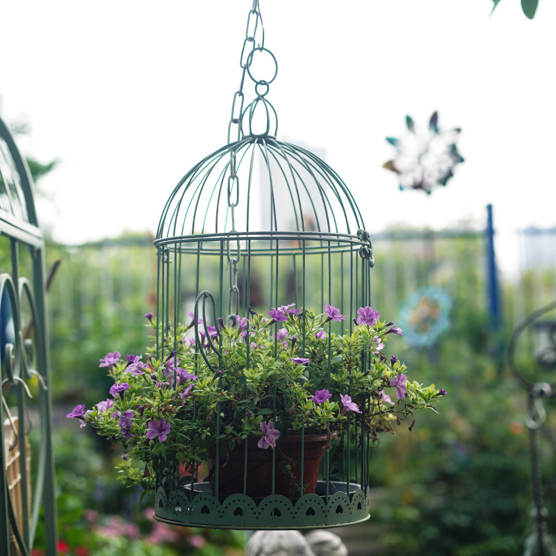 铁艺烛台复古金属鸟笼花架装饰摆件花园庭院创意置物架仙人掌笼子