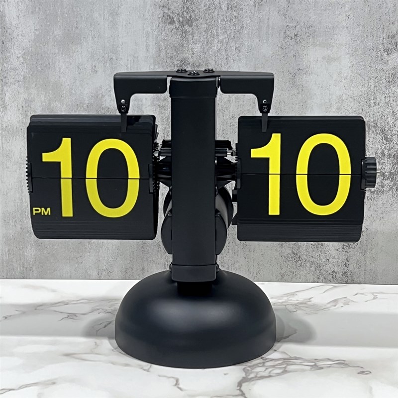 时尚家用复古翻页时钟创意桌面装饰钟简约欧式北欧轻奢客厅摆件