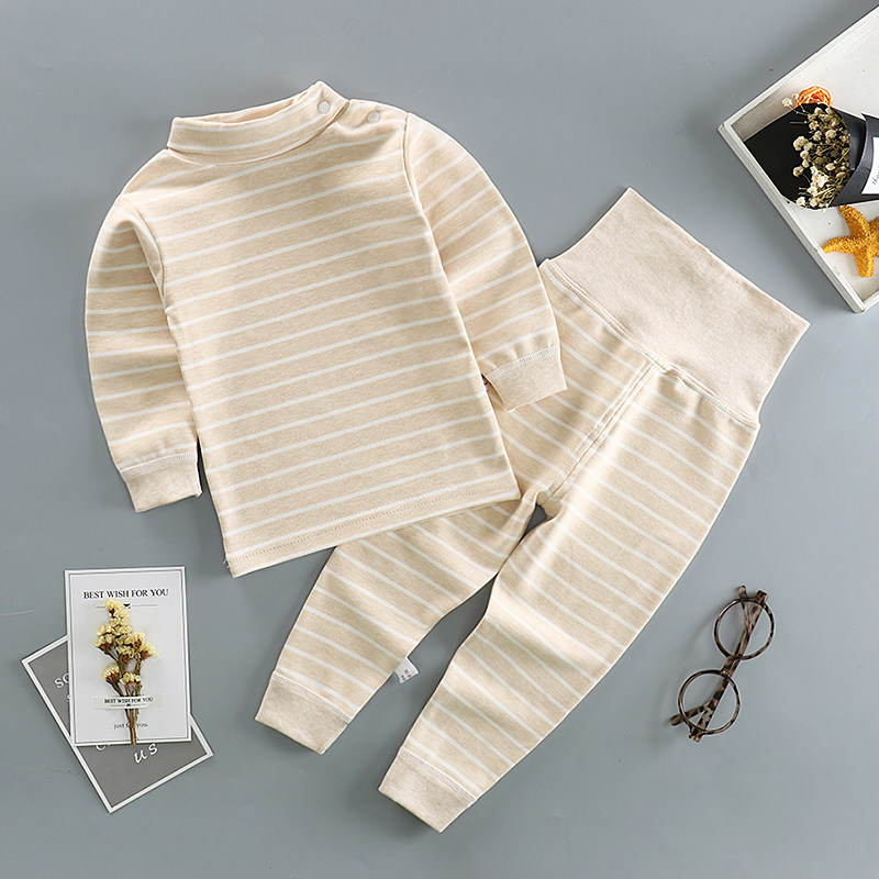 婴儿高领高腰内衣纯棉套装婴儿内衣儿童纯棉保暖秋衣裤宝宝舒绒款