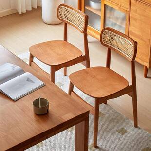 全实木餐椅樱桃木色餐厅椅子靠背书桌椅现代简约民宿高纯实木家用