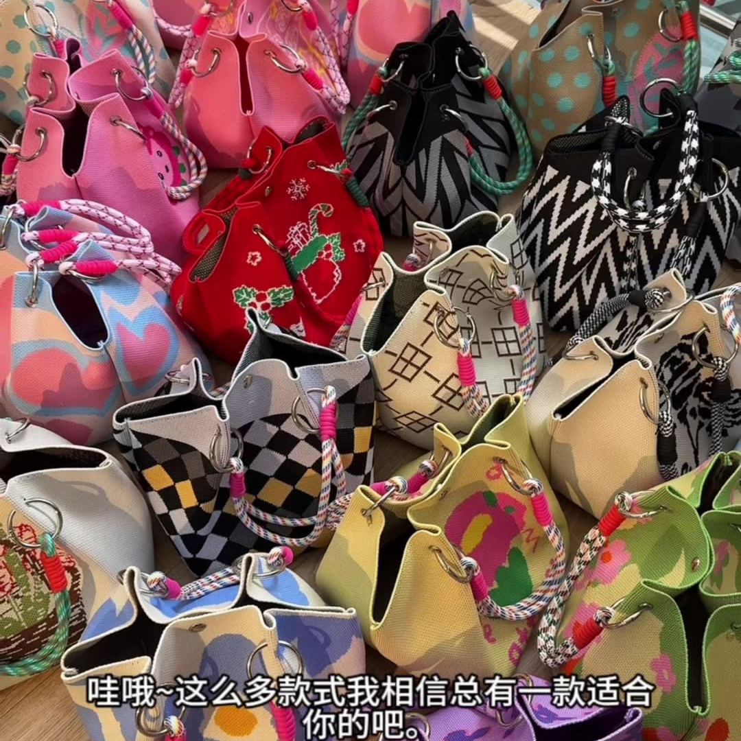 单肩斜挎包针织手拎包高颜值女士