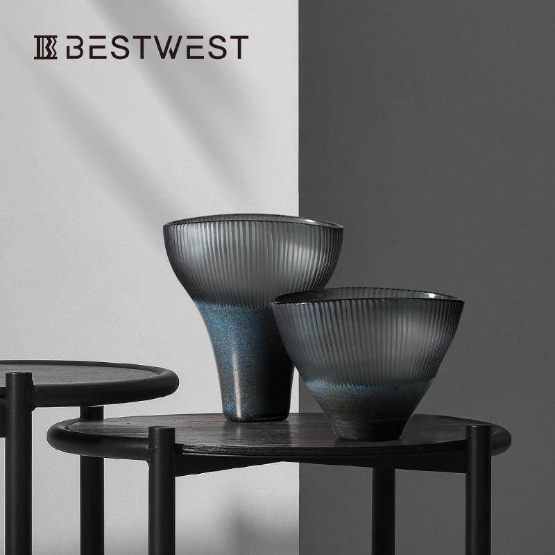 Bestwest复古新中式磨砂玻璃花瓶摆件家居客厅软装饰水培花器,机械设备,其他机械设备,淘宝优惠券,粉丝福利购,淘宝优惠卷