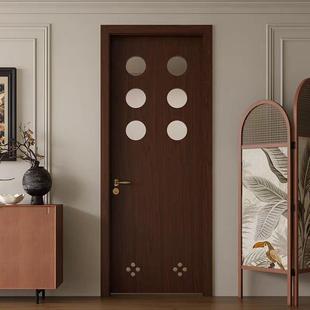 厂中古风卧室门房间门实木门洞洞门原木门黑胡桃木平开门烤漆