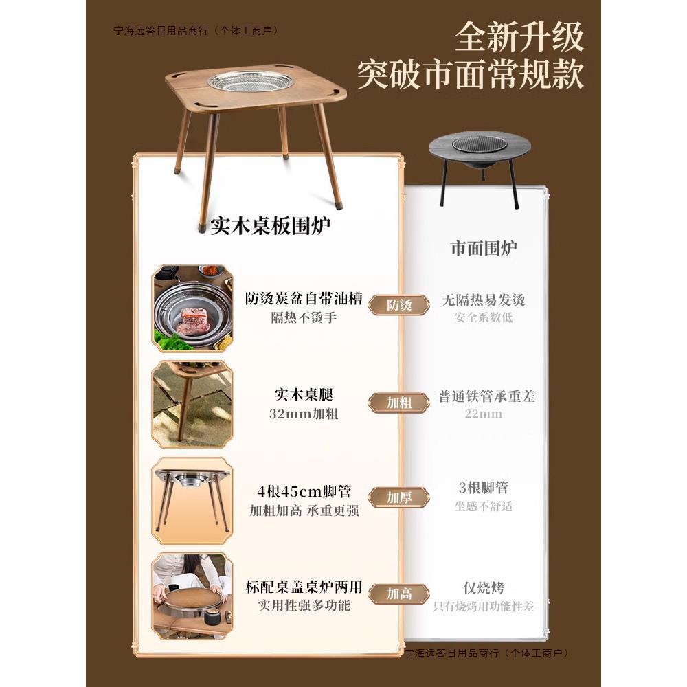 烤套装桌子围炉新西兰家用煮茶包邮室内烤火炉实木全套包邮罐包邮