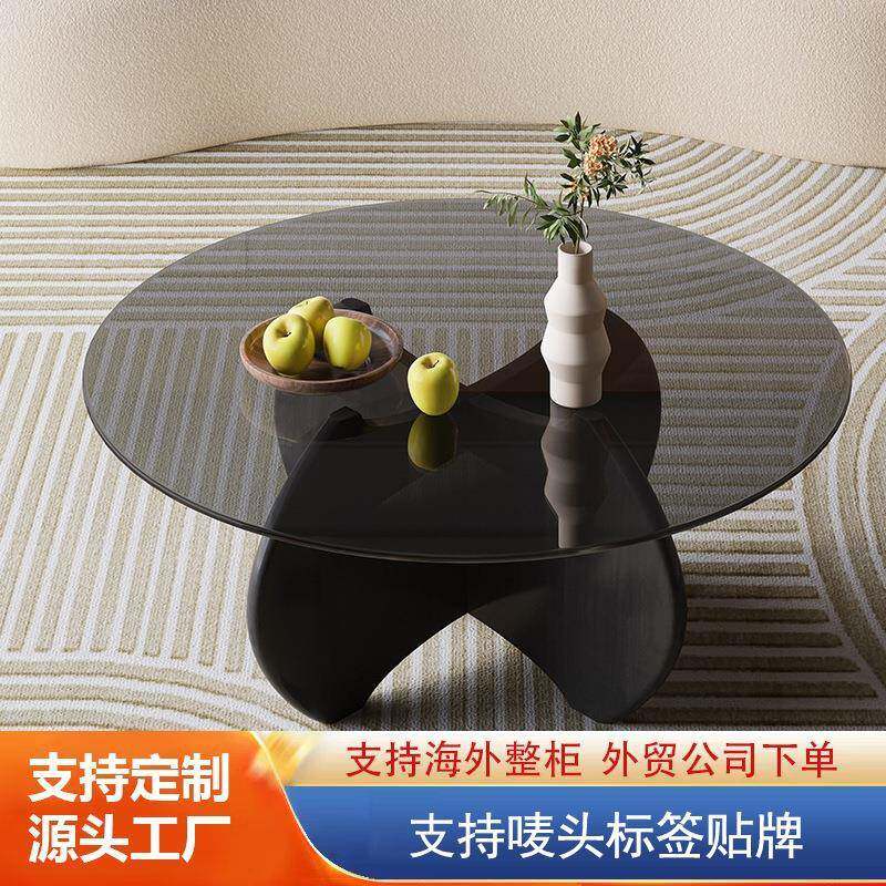 现代简约钢化玻璃电视柜茶几组合阳台小茶几小户型网红大小茶桌