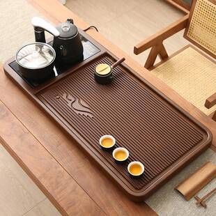 整套茶具套装家用客厅高档全自动上水一体泡茶台电木纹茶盘烧水壶