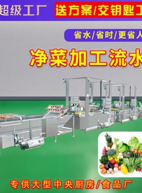 净菜加工清洗流水线 中央厨房预制净菜生产线 商用多功能洗菜机