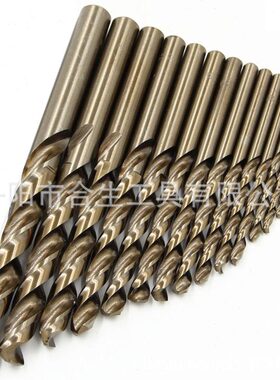 15件套1.5-10mmM35含钴速钢全磨烤黄直柄麻花钻套装 不锈钢开孔