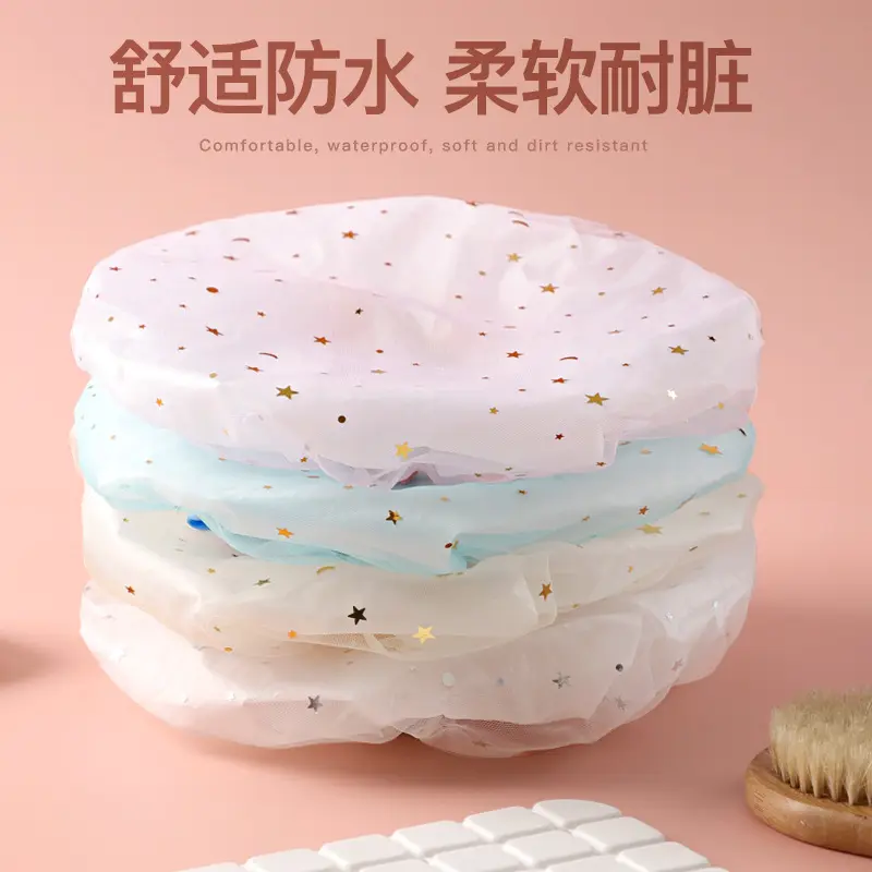 双层浴帽女加厚防水洗澡头套可爱韩国家用沐浴帽发罩厨房防油烟帽
