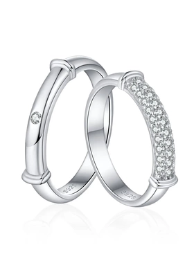 情侣戒指纯银带礼盒同款眷恋对戒高级感s925银求婚婚戒可刻字