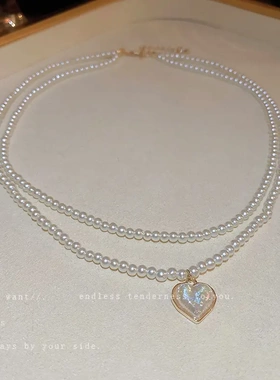 巴珍珠椭圆郁金香花朵项链时尚小众锁骨链气质轻奢项饰女