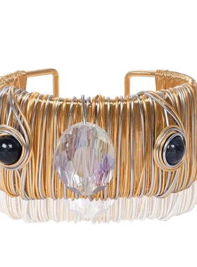 热销欧美朋克风格舞台表演闪亮个性手环宽面镶钻手饰镯子