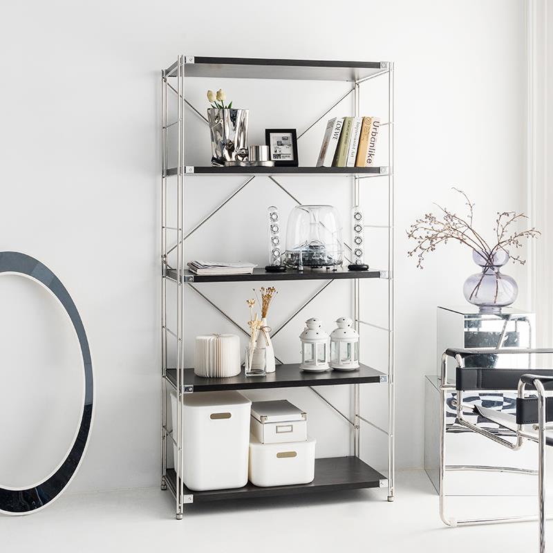 JC青年良品包豪斯置物架黑橡客厅简约收纳烤箱多层可调节隔板架书