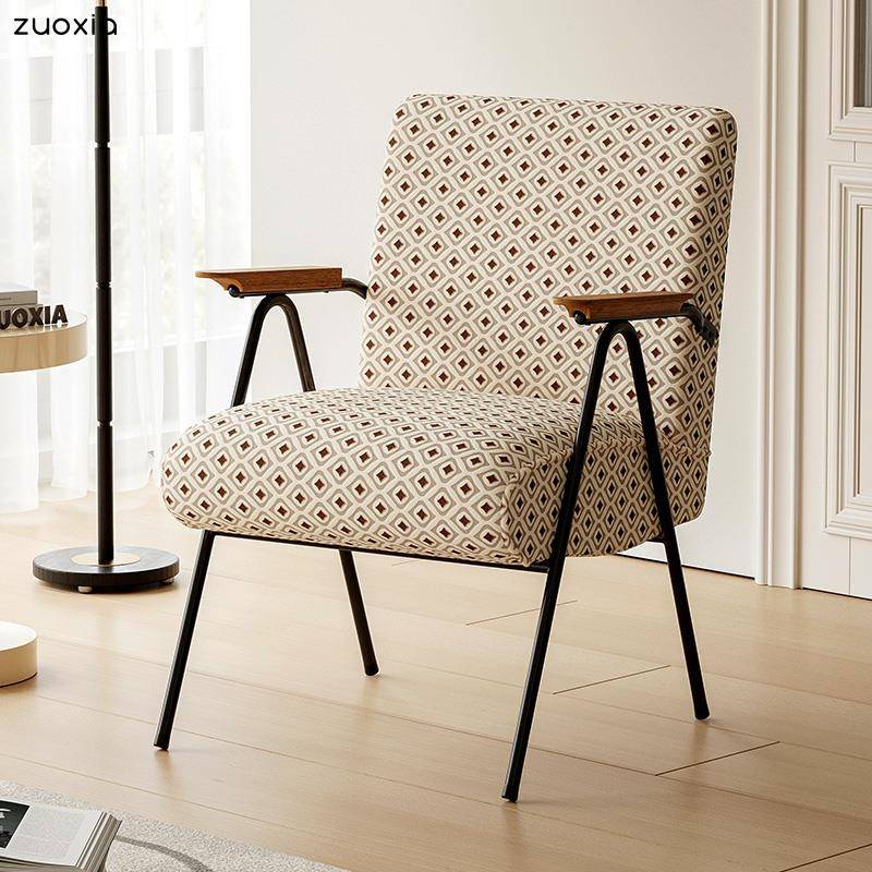 北欧覆古沙发椅休闲 ins网红椅子咖啡厅小户型客厅中古单人家俱