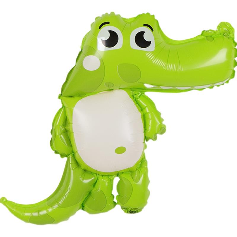 新款动物萌版熊猫老虎狮子鳄鱼兔子铝膜儿童生日布置卡通光膜气球