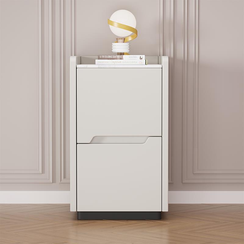 全实木烤漆床头柜简约现代高端主卧室床边轻奢岩板收纳柜2025新款