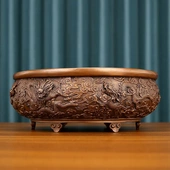 纯紫铜十二生肖游龙聚宝盆门厅门海家居玄关装 饰品铜缸摆件