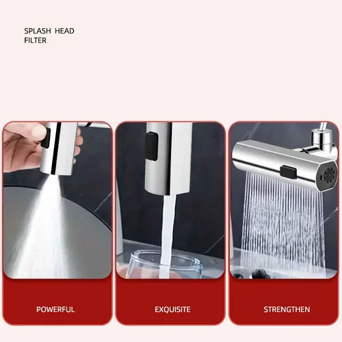 厨房防溅飞雨瀑布出水万向旋转起泡器增压延伸水嘴接头