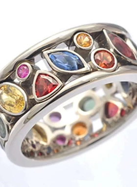 爆款 镂空镶钻多色戒指女指环 精致简约锆石首饰饰品