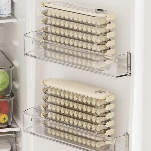 家用饺子盒厨房冰箱专用塑料保鲜盒食品级密封带盖多层饺子收纳盒