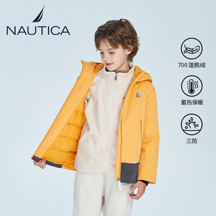 NAUTICA童装儿童羽绒服男童大童鹅绒服女童短款外套洋气加厚保暖