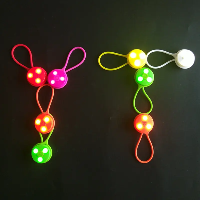 热销硅胶发光背包灯圆形户外警示灯跑步骑行led闪光灯挂灯