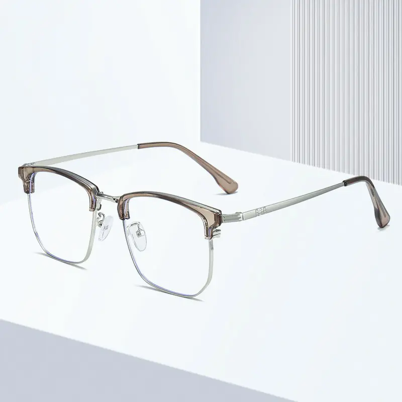 半框近视眼镜框男款方框防蓝光可配度数时尚平光镜超轻tr90眼镜女