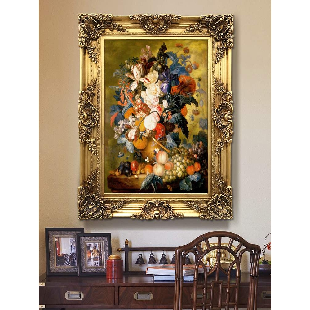 世界名画饭厅油画欧式静物百合玫瑰水果花卉客餐厅装饰画玄关挂画图片